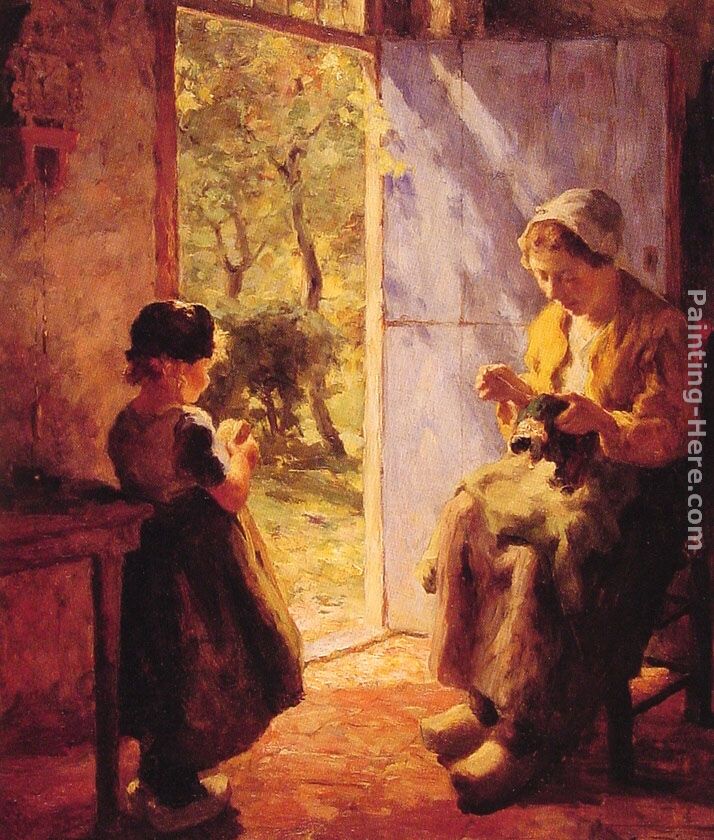 The Sewing Lesson painting - Evert Pieters The Sewing Lesson art painting
